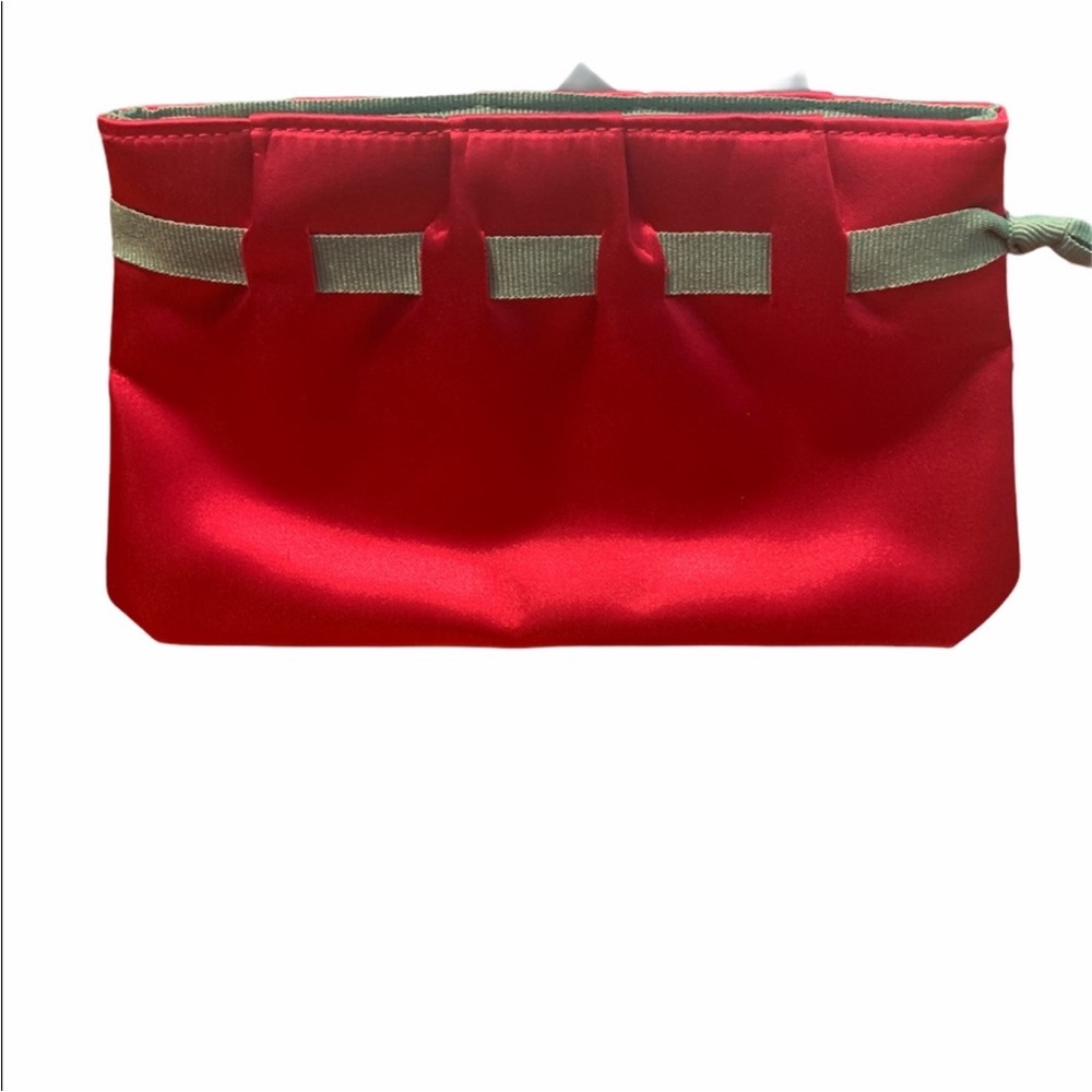 NEW Boucheron Small Hot Pink Turquoise Ribbon Accent Zip close Cosmetic Bag NWOT